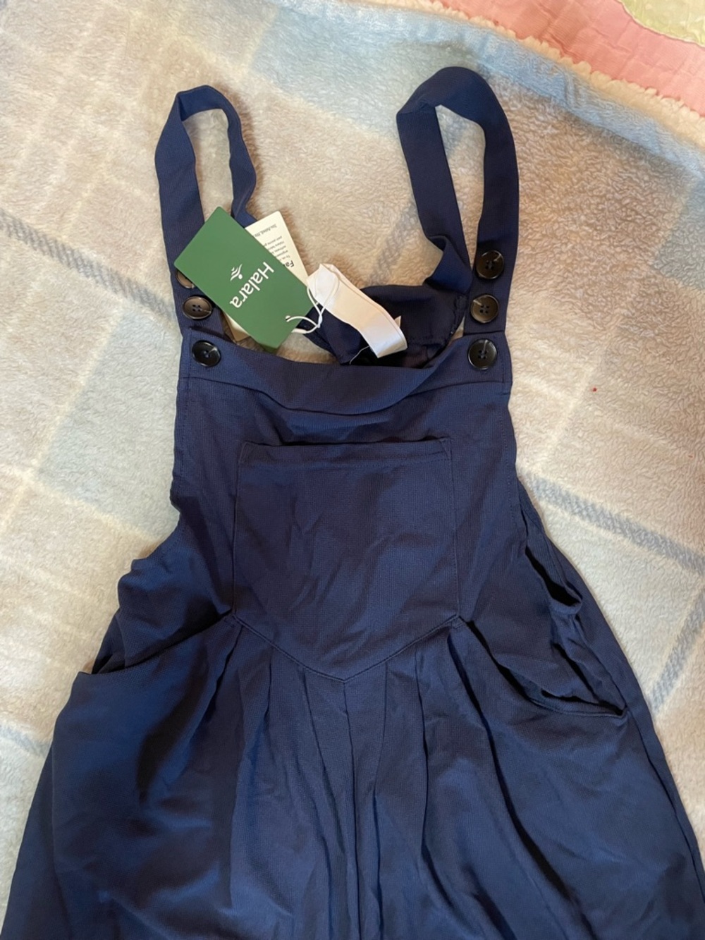 HALARA Navy Pinafore-Style Jumpsuit with Front Pocket